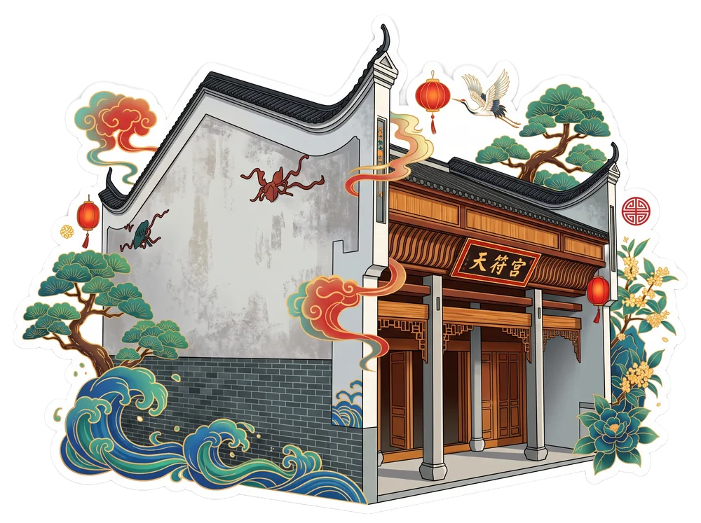 Illustration of Tianfu Temple