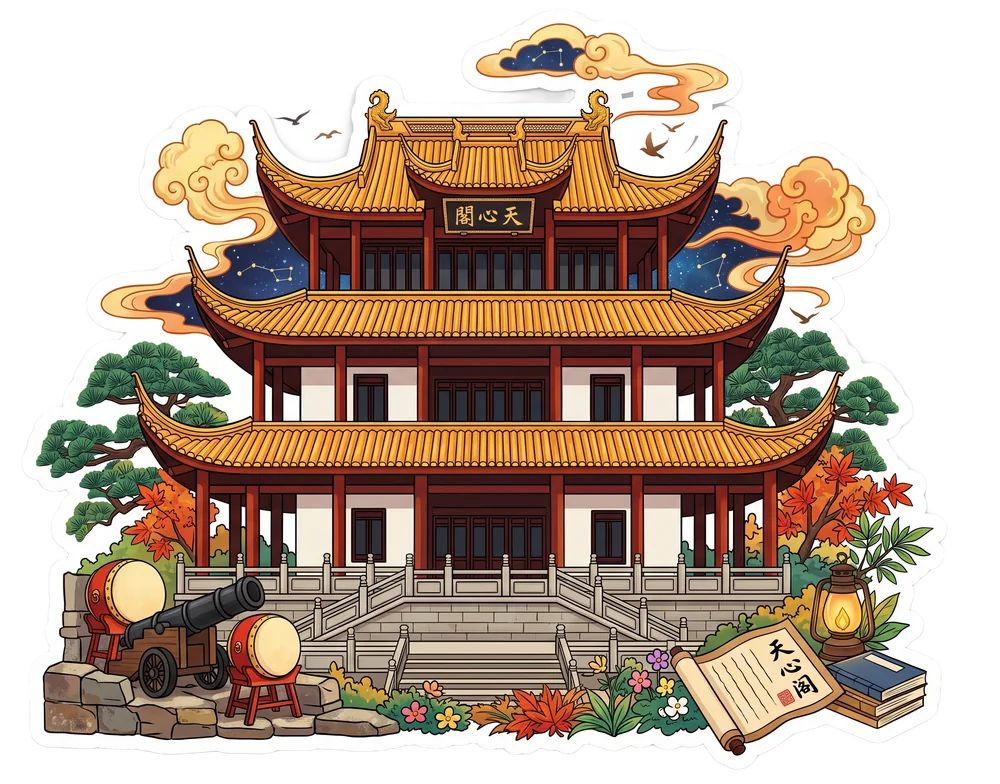 Illustration of Tianxin Pavilion