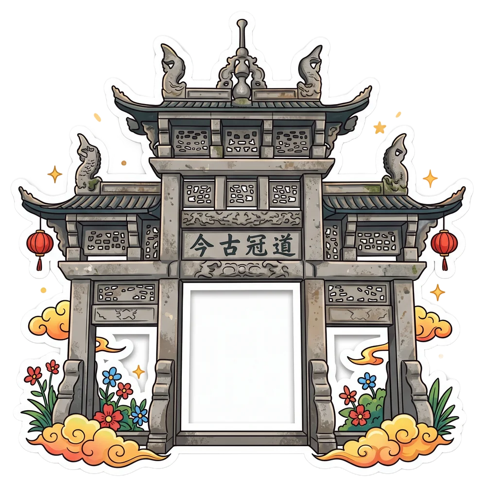 Illustration of the Xiwenmiaoping stone archway